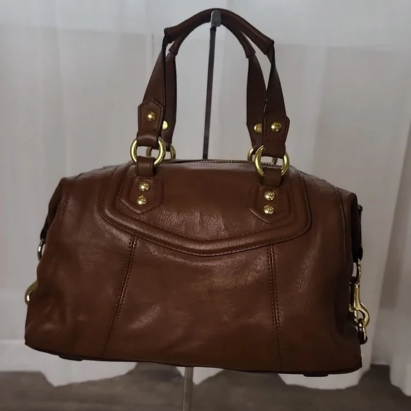 COACH Ashley Madison English Tan Convertible Leather Satchel - Picture 6 of 14